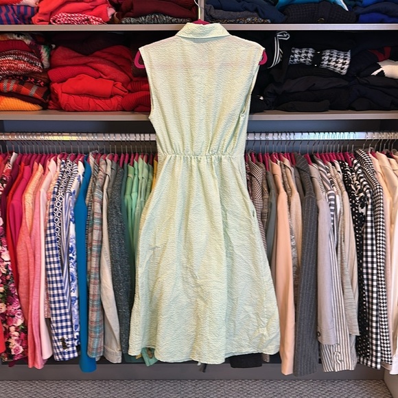 Unbranded green and white striped sleeveless button down dress size S - Picture 3 of 3